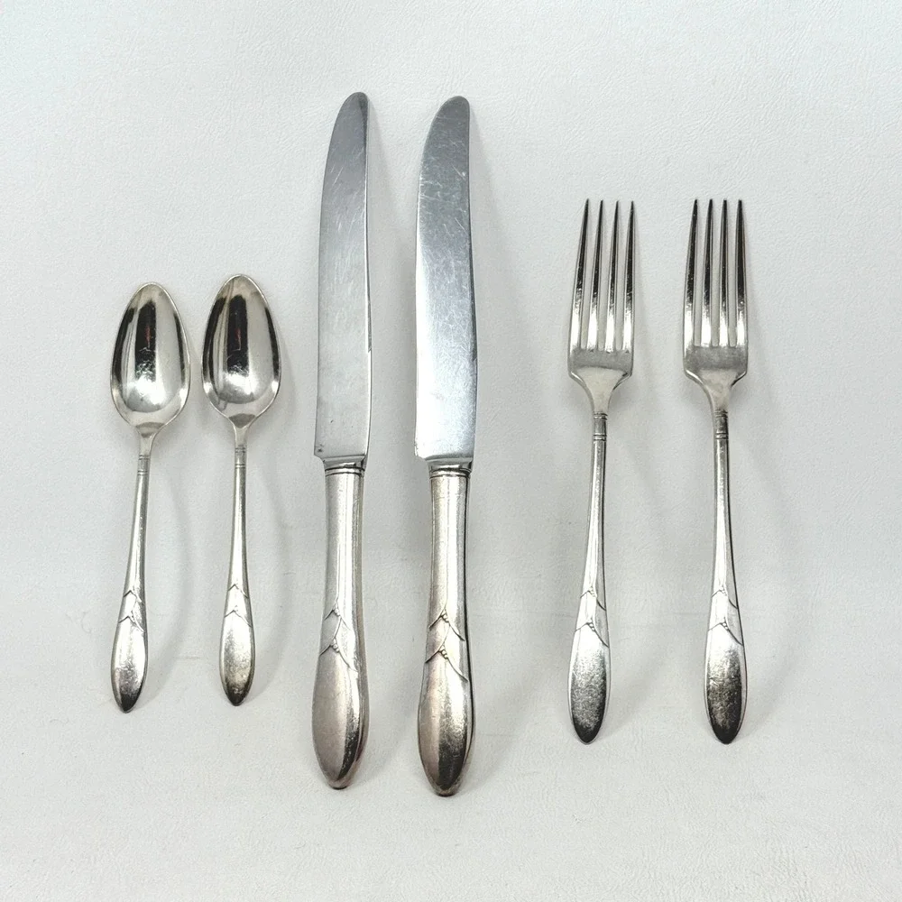 Lady Hamilton Oneida 1932 Silverplate 6 Pc 2 Ea French Knife Dinner Fork Spoon